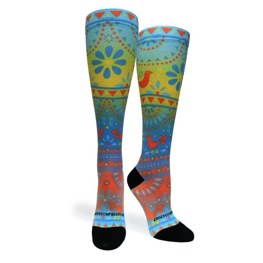 Crazy Compression Multicolor Socks‎ 2pk Graduated Performance Women XS Athletic